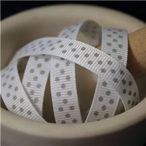 Grosgrain Ribbon - Swiss Dot White/Shell Grey